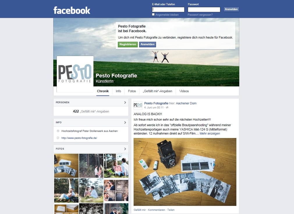 Pesto-Fotografie bei Facebook